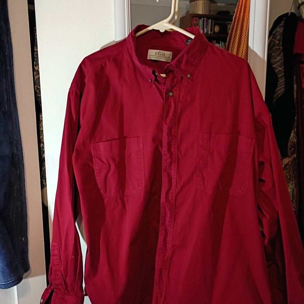 RGM Men's red cotton dress shirt XL